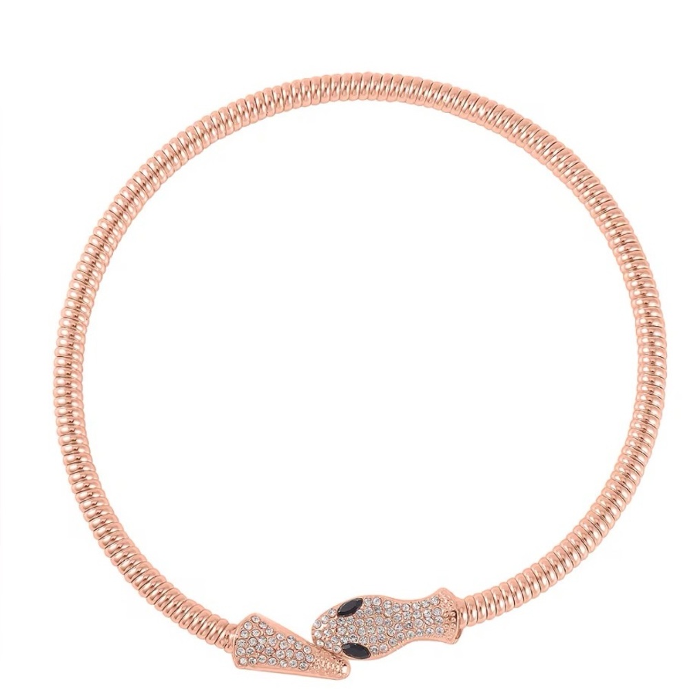 Rose Gold Crystal Snake-Head Bracelet Necklace